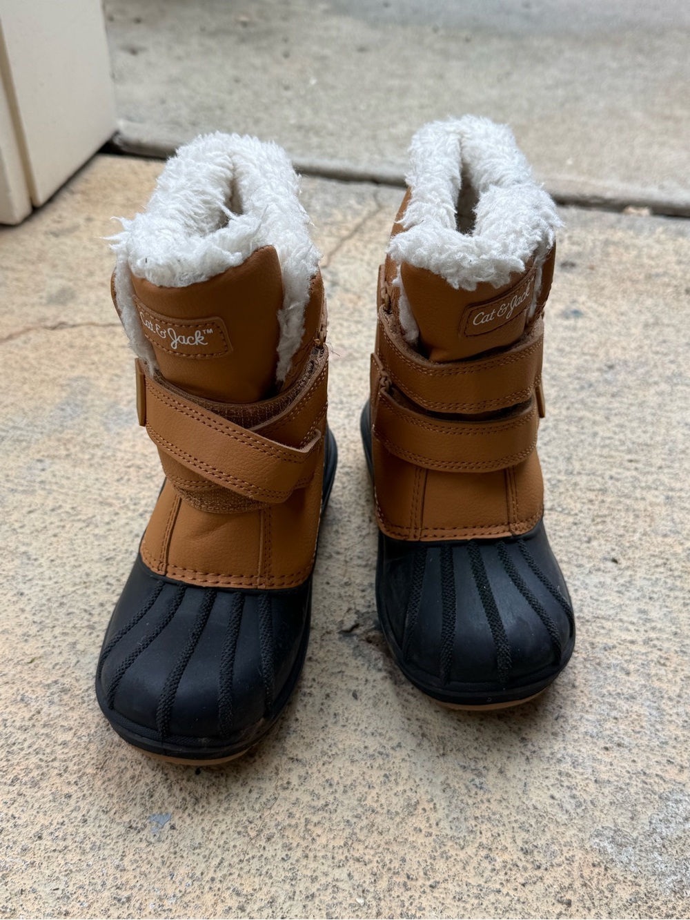 Cat & Jack Brown and Black Waterproof Kids Snow Boots with Faux Fur